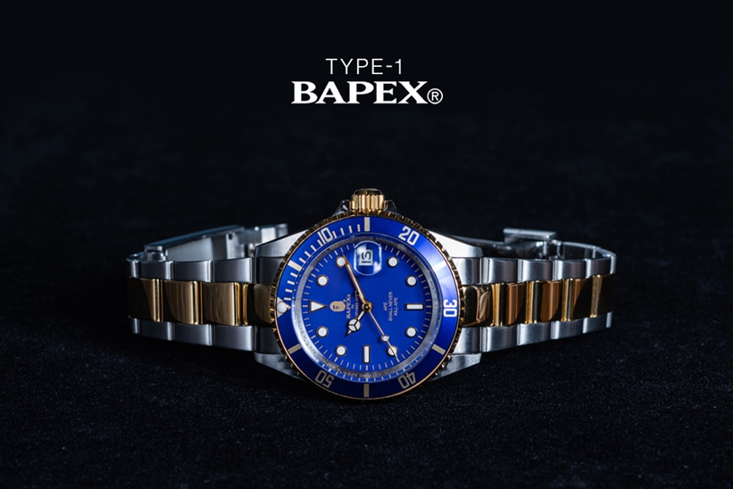 A BATHING APE オリジナルリストウォッチ「TYPE 1 BAPEX」“ゴールド×シルバー”カラーが4/24から発売 (ア ベイシング エイプ)