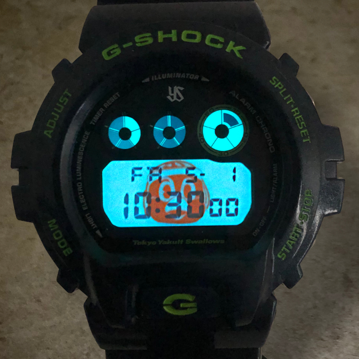 【1000個限定】バックライトにつば九郎が表示されるヤクルトスワローズ × G-SHOCK 2020 DW6900が5/1発売 (Gショック ジーショック Swallows)