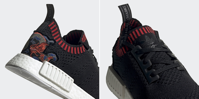 6/4発売！ドラゴンのディテールが施されたadidas Originals NMD_R1 PRIMEKNIT “Black/Red” (アディダス オリジナルス エヌ エム ディー プライムニット “ブラック/レッド”) [EH2238]