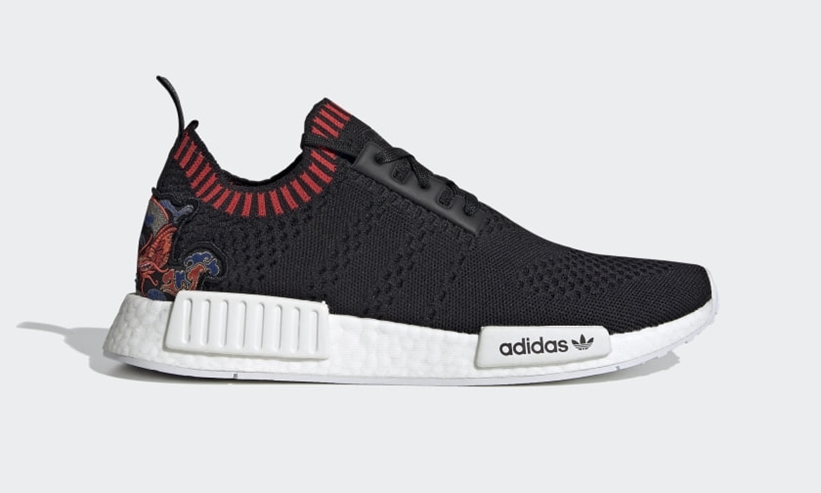 6/4発売！ドラゴンのディテールが施されたadidas Originals NMD_R1 PRIMEKNIT “Black/Red” (アディダス オリジナルス エヌ エム ディー プライムニット “ブラック/レッド”) [EH2238]