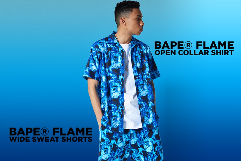 「燃え盛る炎」の新柄！A BATHING APE 2020 S/S 新柄「BAPE FLAME」を採用したシャツとショーツが5/9発売 (ア ベイシング エイプ)