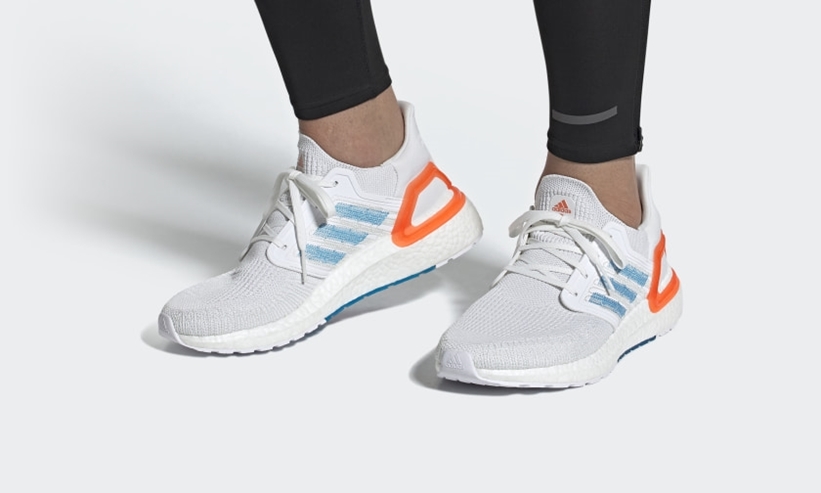 5/14発売！adidas PRIMEBLUE ULTRA BOOST 20 “Cloud White/Sharp Blue/True Orange” (アディダス プライムブルー ウルトラ ブースト 20 “ホワイト/ブルー/オレンジ”) [EG0768]