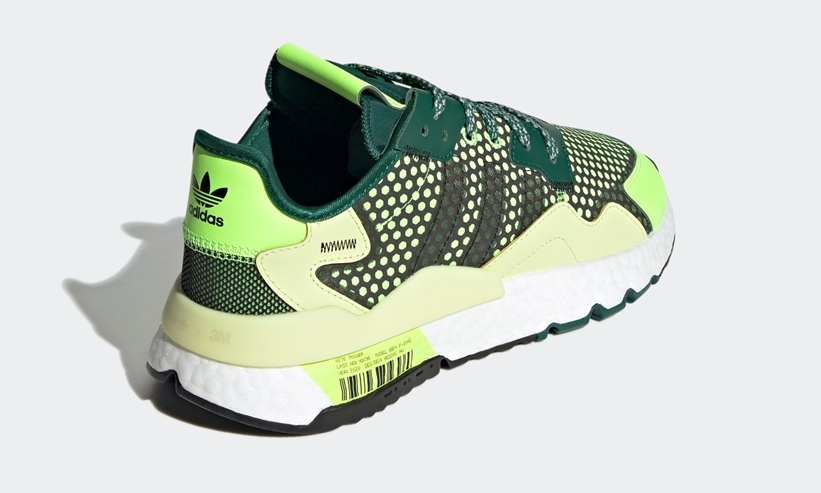 5/7発売！バーコードのグラフィックをBOOSTに配置！adidas Originals NITE JOGGER “Core Black/Signal Green/College Green” (アディダス オリジナルス ナイトジョガー “ブラック/グリーン”) [EF5406]