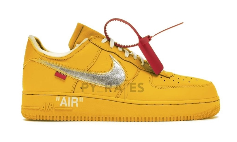 海外 7/5、9/28 発売予定！OFF-WHITE c/o VIRGIL ABLOH × NIKE AIR FORCE 1 LOW “University Gold/Metallic Silver” (オフホワイト ナイキ エア フォース 1 ロー “ユニバーシティゴールド/メタリックシルバー”) [DD1876-700]