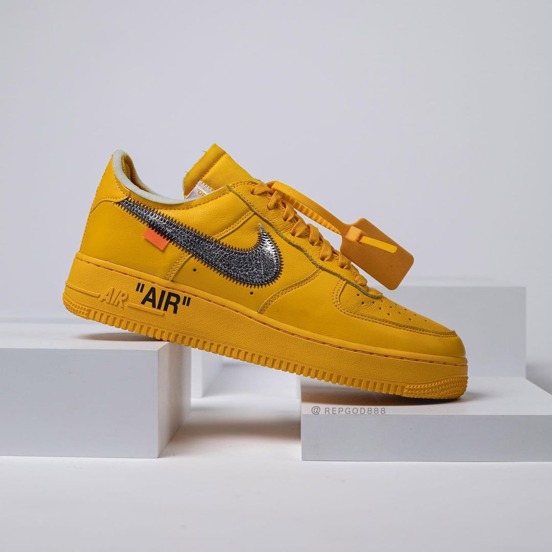 海外 7/5、9/28 発売予定！OFF-WHITE c/o VIRGIL ABLOH × NIKE AIR FORCE 1 LOW “University Gold/Metallic Silver” (オフホワイト ナイキ エア フォース 1 ロー “ユニバーシティゴールド/メタリックシルバー”) [DD1876-700]