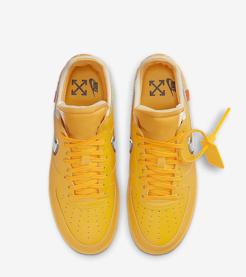 海外 7/5、9/28 発売予定！OFF-WHITE c/o VIRGIL ABLOH × NIKE AIR FORCE 1 LOW “University Gold/Metallic Silver” (オフホワイト ナイキ エア フォース 1 ロー “ユニバーシティゴールド/メタリックシルバー”) [DD1876-700]