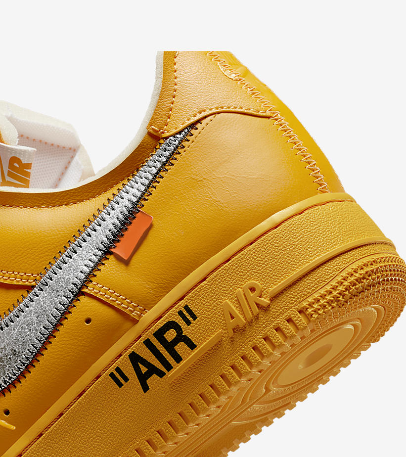 海外 7/5、9/28 発売予定！OFF-WHITE c/o VIRGIL ABLOH × NIKE AIR FORCE 1 LOW “University Gold/Metallic Silver” (オフホワイト ナイキ エア フォース 1 ロー “ユニバーシティゴールド/メタリックシルバー”) [DD1876-700]