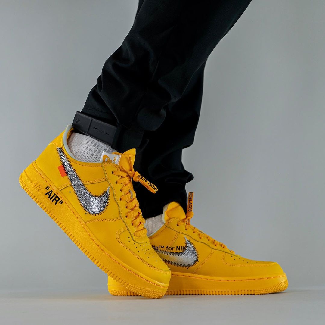 海外 7/5、9/28 発売予定！OFF-WHITE c/o VIRGIL ABLOH × NIKE AIR FORCE 1 LOW “University Gold/Metallic Silver” (オフホワイト ナイキ エア フォース 1 ロー “ユニバーシティゴールド/メタリックシルバー”) [DD1876-700]