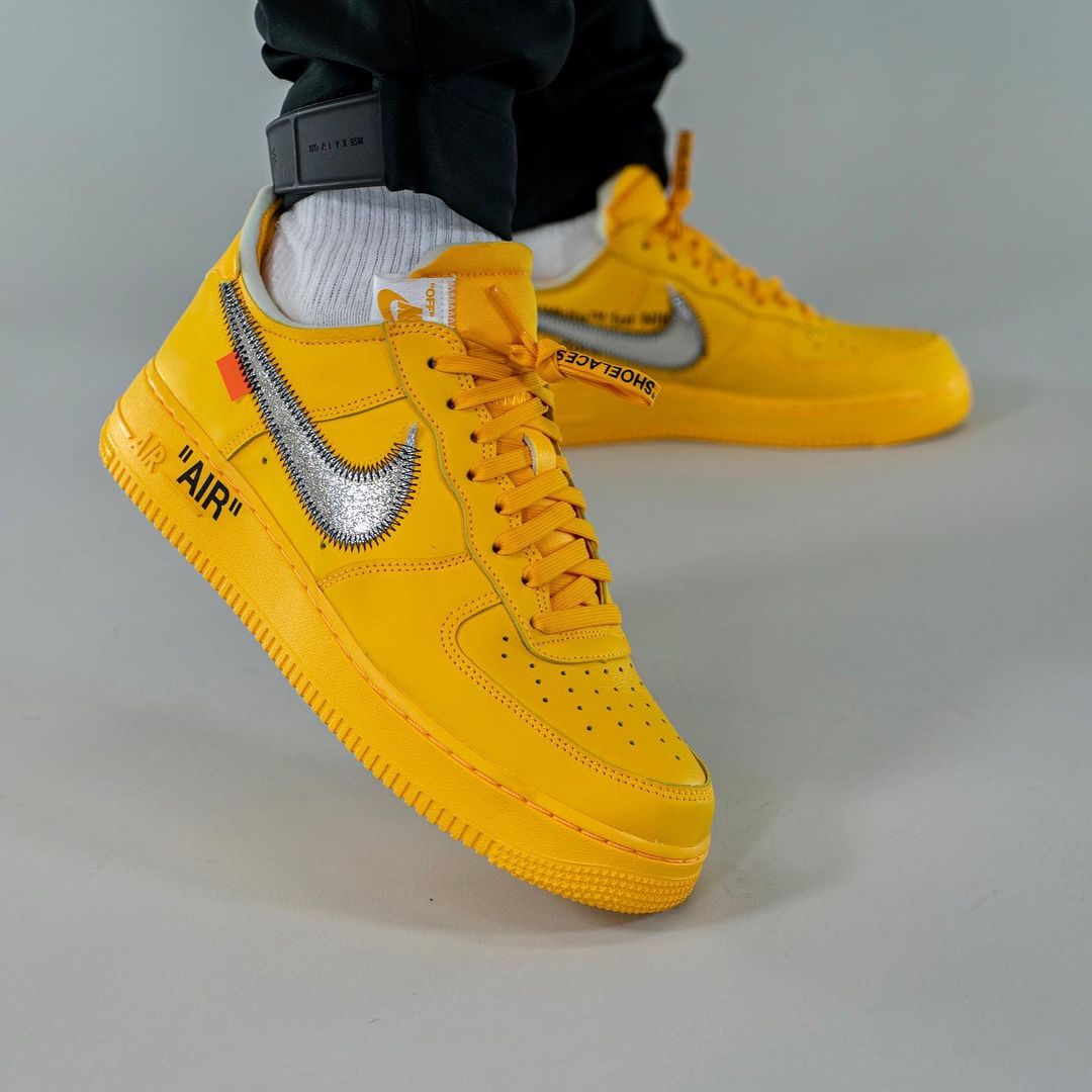 海外 7/5、9/28 発売予定！OFF-WHITE c/o VIRGIL ABLOH × NIKE AIR FORCE 1 LOW “University Gold/Metallic Silver” (オフホワイト ナイキ エア フォース 1 ロー “ユニバーシティゴールド/メタリックシルバー”) [DD1876-700]