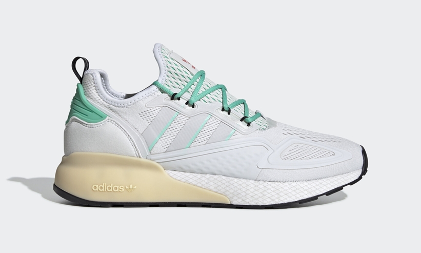 5/29発売！adidas Originals ZX 2K BOOST “Crystal White/Grey One/Hi-Res Green” (アディダス ゼットエックス 2K ブースト “ホワイト/グレー/グリーン”) [FX4172]