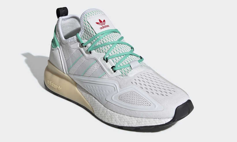 5/29発売！adidas Originals ZX 2K BOOST “Crystal White/Grey One/Hi-Res Green” (アディダス ゼットエックス 2K ブースト “ホワイト/グレー/グリーン”) [FX4172]