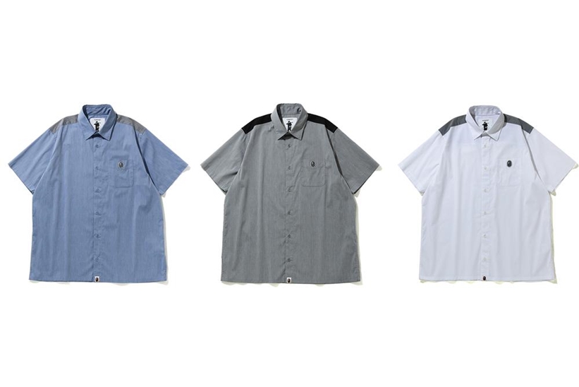 A BATHING APEから伸縮性のある生地で仕上げたゆったりとしたシルエットの半袖シャツ「RELAXED STRETCH S/S SHIRT」が5/16発売 (ア ベイシング エイプ)