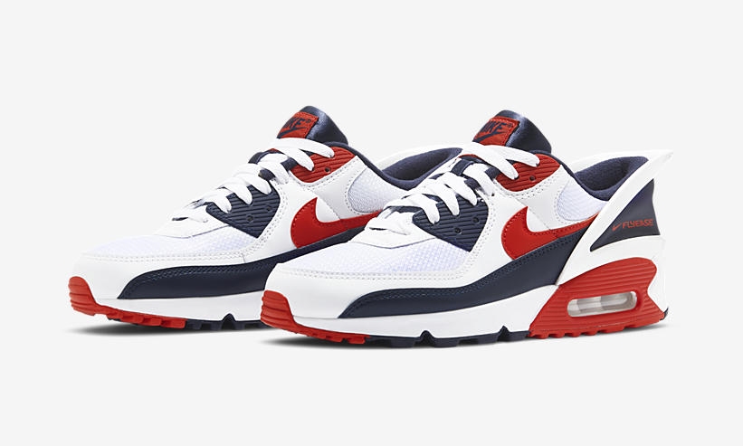 ナイキ エア マックス 90 フライイーズ “ホワイト/ネイビー/レッド” (NIKE AIR MAX 90 FLYEASE “White/Navy/Red”) [CU0814-104]