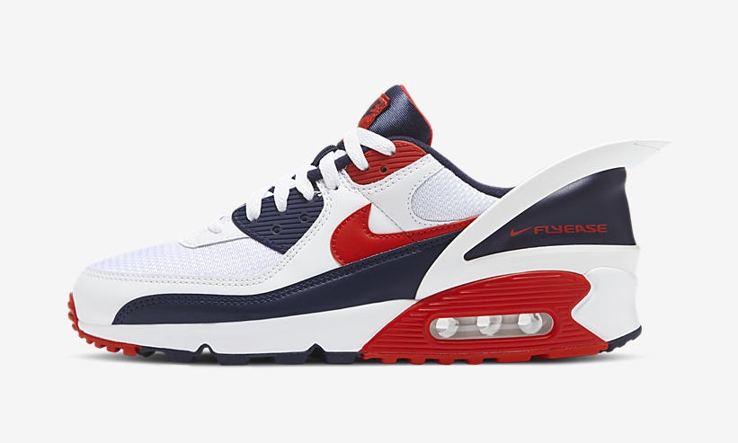 ナイキ エア マックス 90 フライイーズ “ホワイト/ネイビー/レッド” (NIKE AIR MAX 90 FLYEASE “White/Navy/Red”) [CU0814-104]