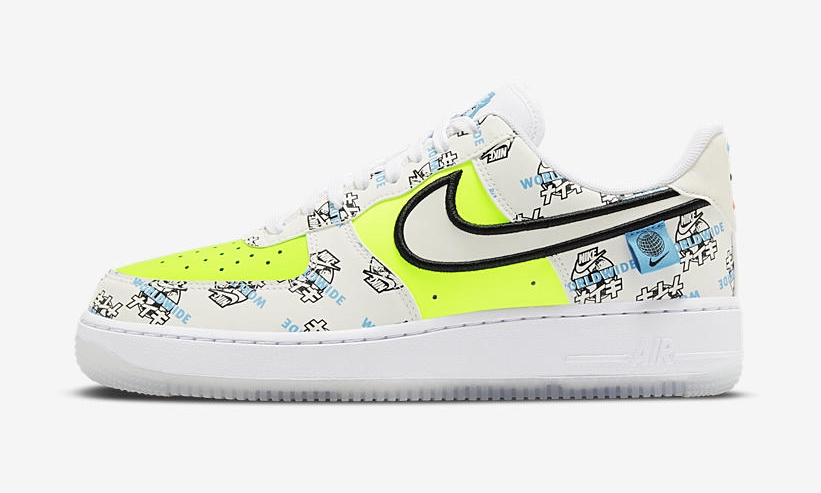 7/15発売！ナイキ エア フォース 1 ロー “ワールドワイド” ホワイト/イエロー” (NIKE AIR FORCE 1 LOW “World Wide” “Black/Yellow”) [DA1343-117]