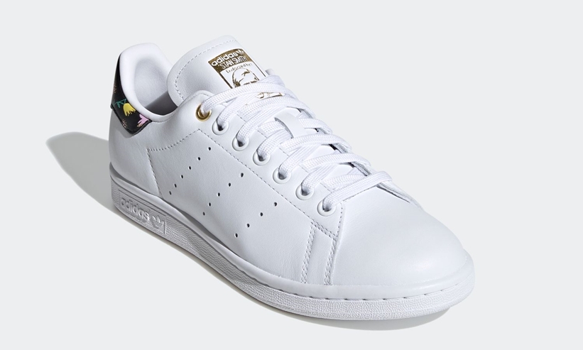 5/20発売！賑やかな花柄をヒールに配置した アディダス オリジナルス スタンスミス (adidas Originals STAN SMITH “White/Black”) [EH2037]