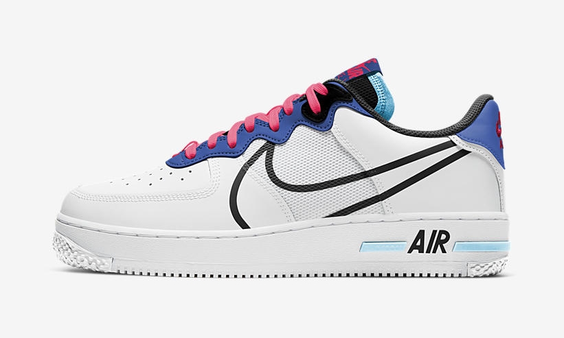 ナイキ エア フォース 1 リアクト ロー “ホワイト/ブルー/クリムゾン” (NIKE AIR FORCE 1 REACT LOW “White/Astronomy Blue/Laser Crimson”) [CT1020-102]