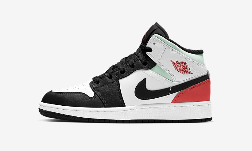 ナイキ ウィメンズ GS エア ジョーダン 1 ミッド SE “ホワイト/ブラック/グリーン/レッド” (NIKE WMNS GS AIR JORDAN 1 MID SE “White/Black/Green/Red”) [BQ6931-100]