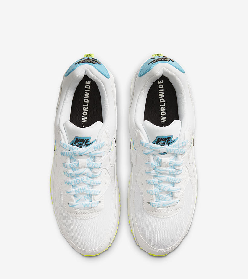 ナイキ エア マックス 90 SE “ワールドワイド” ホワイト/ブルーフューリー (NIKE AIR MAX 90 SE “World Wide” White/Blue Fury) [CK7069-100]