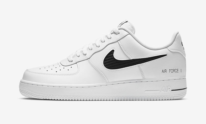 スウッシュをブラックメッシュで表現したナイキ エア フォース 1 ロー “ホワイト/ブラック” (NIKE AIR FORCE 1 LOW “White/Black”) [CZ7377-100]