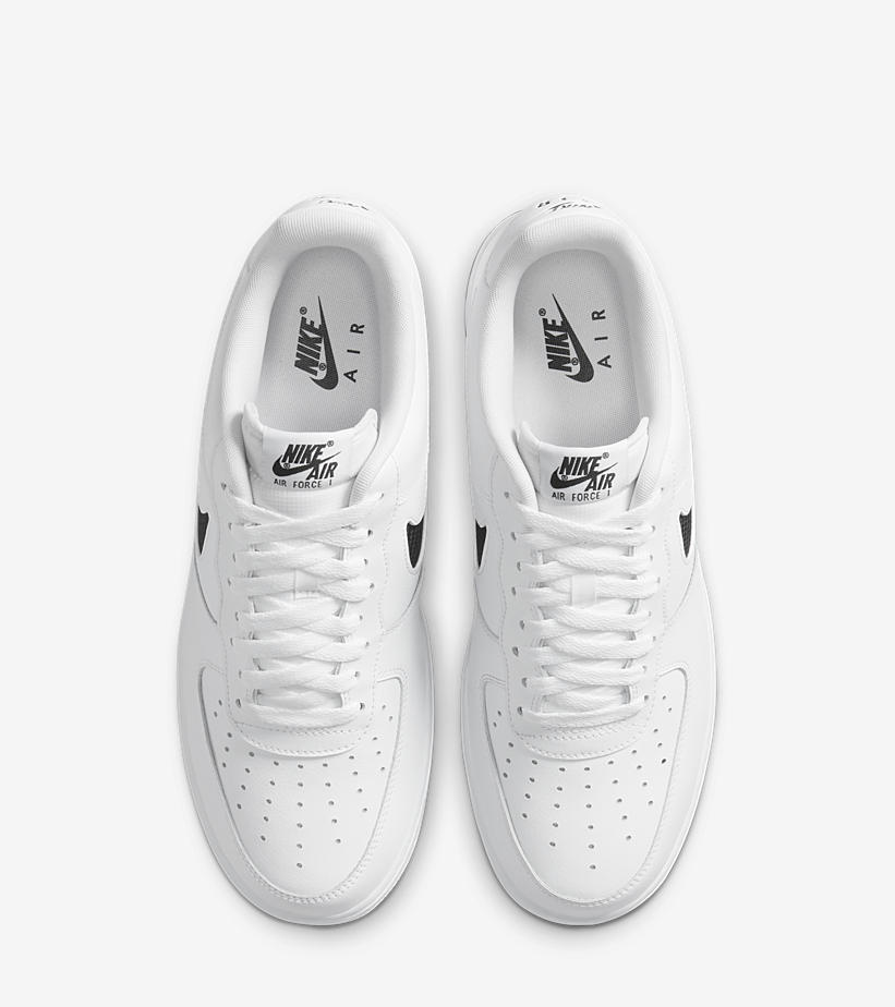 スウッシュをブラックメッシュで表現したナイキ エア フォース 1 ロー “ホワイト/ブラック” (NIKE AIR FORCE 1 LOW “White/Black”) [CZ7377-100]