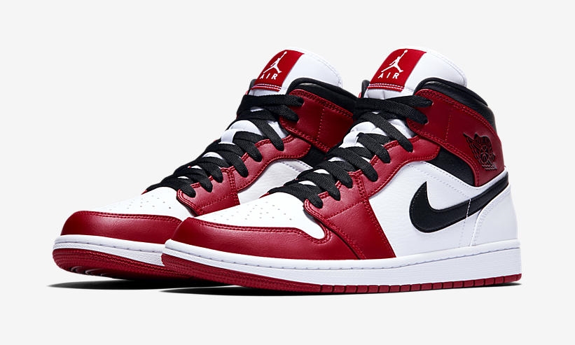 nike air jordan 1 mid white gym red black