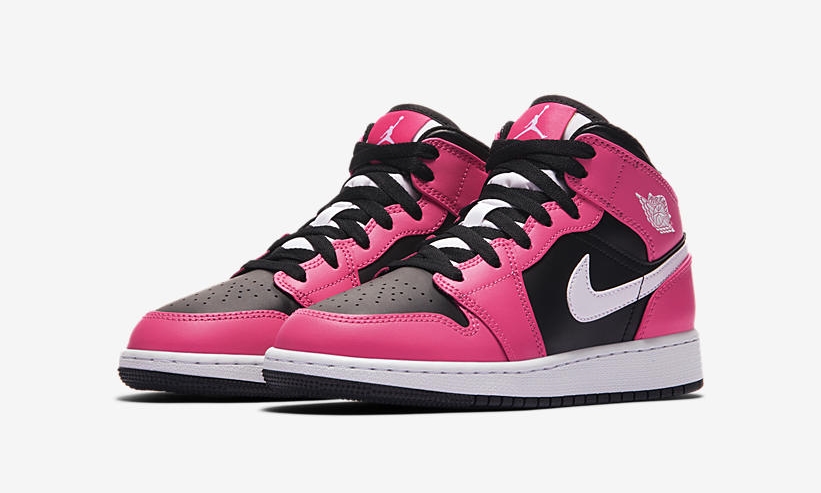 ナイキ GS エア ジョーダン 1 ミッド “ブラック/ピンクシクル” (NIKE GS AIR JORDAN 1 MID “Black/Pinksicle”) [555112-002]