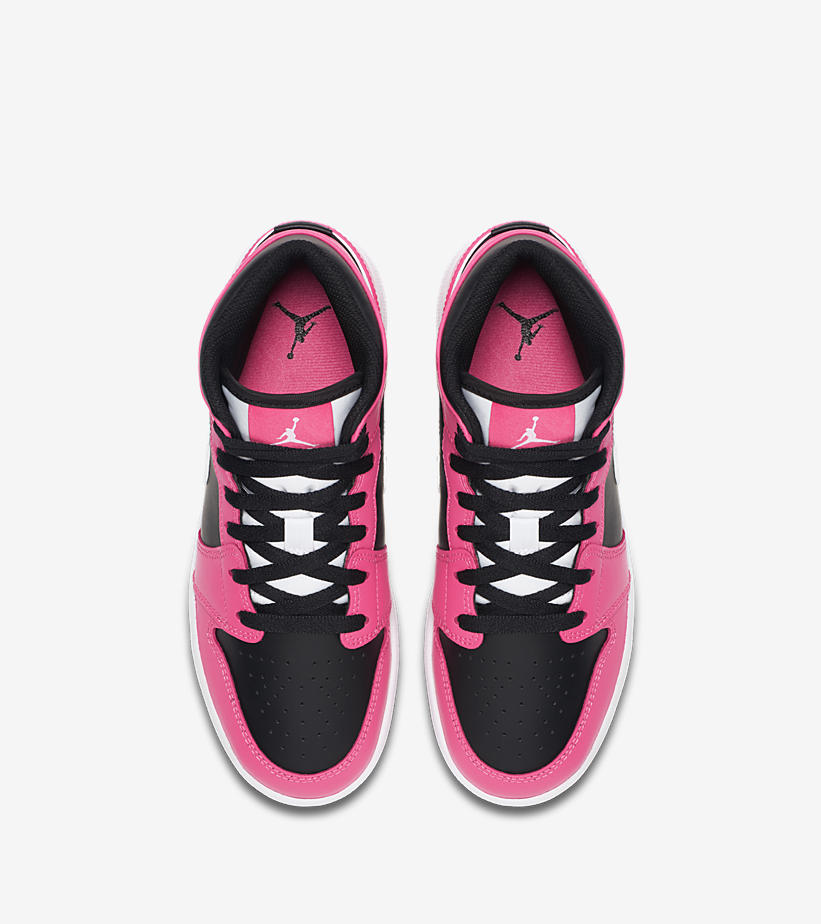 ナイキ GS エア ジョーダン 1 ミッド “ブラック/ピンクシクル” (NIKE GS AIR JORDAN 1 MID “Black/Pinksicle”) [555112-002]