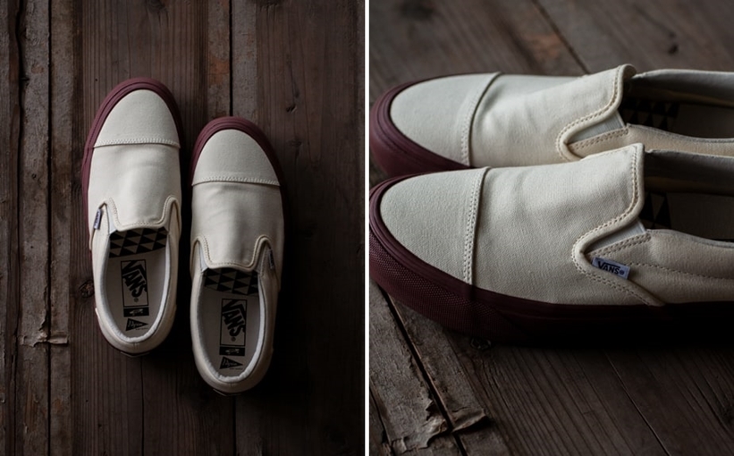 VANS × Pilgrim Surf+Supply CLASSIC SLIP-ON “NATURAL/BURGUNDY”が7/25発売 (バンズ ピルグリム サーフ+サプライ)