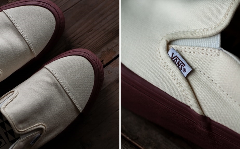 VANS × Pilgrim Surf+Supply CLASSIC SLIP-ON “NATURAL/BURGUNDY”が7/25発売 (バンズ ピルグリム サーフ+サプライ)