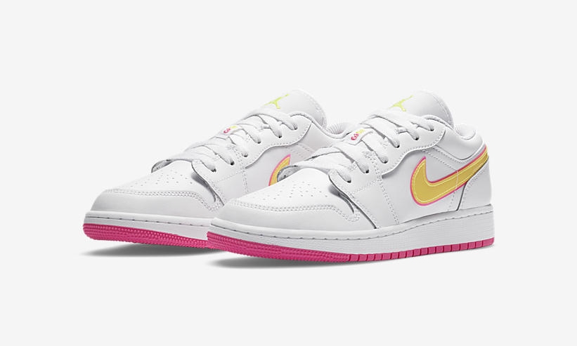 ナイキ GS エア ジョーダン 1 ロー "ホワイト/ピンク/イエロー" (NIKE GS WMNS AIR JORDAN 1 LOW "White/Pink/Yellow") [CV4610-100]