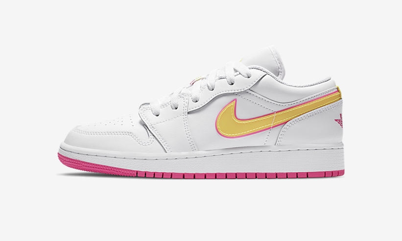 ナイキ GS エア ジョーダン 1 ロー “ホワイト/ピンク/イエロー” (NIKE GS WMNS AIR JORDAN 1 LOW “White/Pink/Yellow”) [CV4610-100]