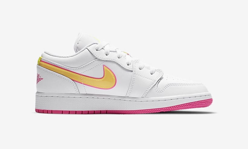 ナイキ GS エア ジョーダン 1 ロー “ホワイト/ピンク/イエロー” (NIKE GS WMNS AIR JORDAN 1 LOW “White/Pink/Yellow”) [CV4610-100]