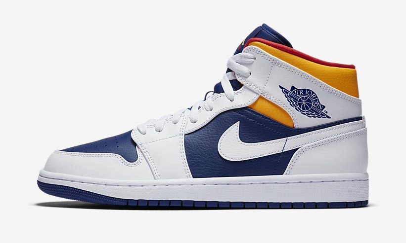 8/8発売！ナイキ エア ジョーダン 1 ミッド “ホワイト/ディープロイヤルブルー/トラックレッド” (NIKE AIR JORDAN 1 MID “White/Deep Royal Blue/Track Red”) [554724,554725-131]