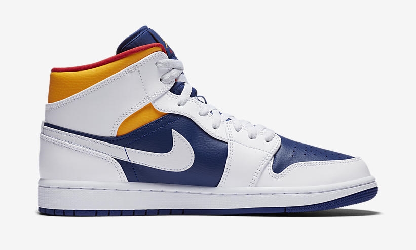 8/8発売！ナイキ エア ジョーダン 1 ミッド “ホワイト/ディープロイヤルブルー/トラックレッド” (NIKE AIR JORDAN 1 MID “White/Deep Royal Blue/Track Red”) [554724,554725-131]