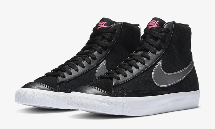 ナイキ ウィメンズ ブレーザー ミッド ビンテージ 77 "ブラック/ピンクブラスト\メタリックシルバー" (NIKE WMNS BLAZER MID VINTAGE 77 "Black/Pink Blast/Metallic Silver") [DA4283-001]