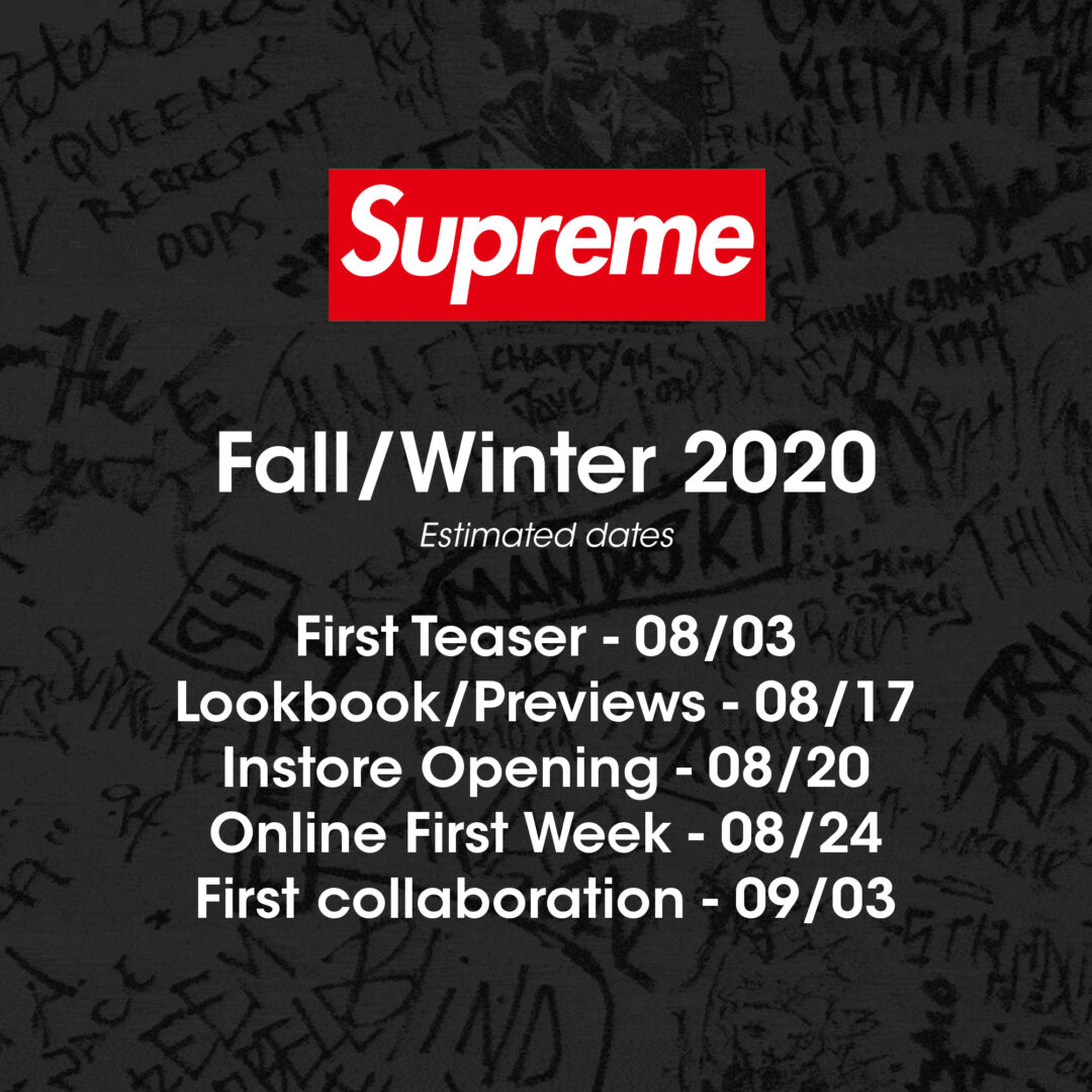 SUPREME 2020 FALL/WINTER 立ち上げは？スケジュール予定 (シュプリーム 2020年 秋冬)