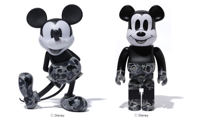 ABC CAMO モノトーンのA BATHING APE × MICKEY MOUSE × BE@RBRICK & VCDが7/18発売 (ア ベイシング エイプ ミッキーマウス ベアブリック)