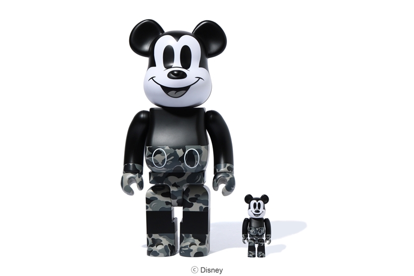 ABC CAMO モノトーンのA BATHING APE × MICKEY MOUSE × BE@RBRICK & VCDが7/18発売 (ア ベイシング エイプ ミッキーマウス ベアブリック)