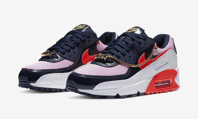 ナイキ ウィメンズ エア マックス 90 "キューバン リンク" ホワイト/ネイビー/ピンク (NIKE WMNS AIR MAX 90 "Cuban Link" White/Navy/Pink) [CZ8099-100]