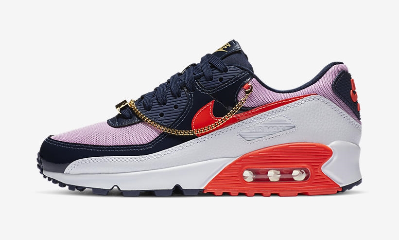 ナイキ ウィメンズ エア マックス 90 “キューバン リンク” ホワイト/ネイビー/ピンク (NIKE WMNS AIR MAX 90 “Cuban Link” White/Navy/Pink) [CZ8099-100]