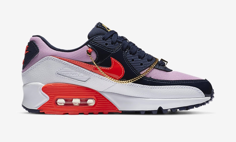 ナイキ ウィメンズ エア マックス 90 “キューバン リンク” ホワイト/ネイビー/ピンク (NIKE WMNS AIR MAX 90 “Cuban Link” White/Navy/Pink) [CZ8099-100]