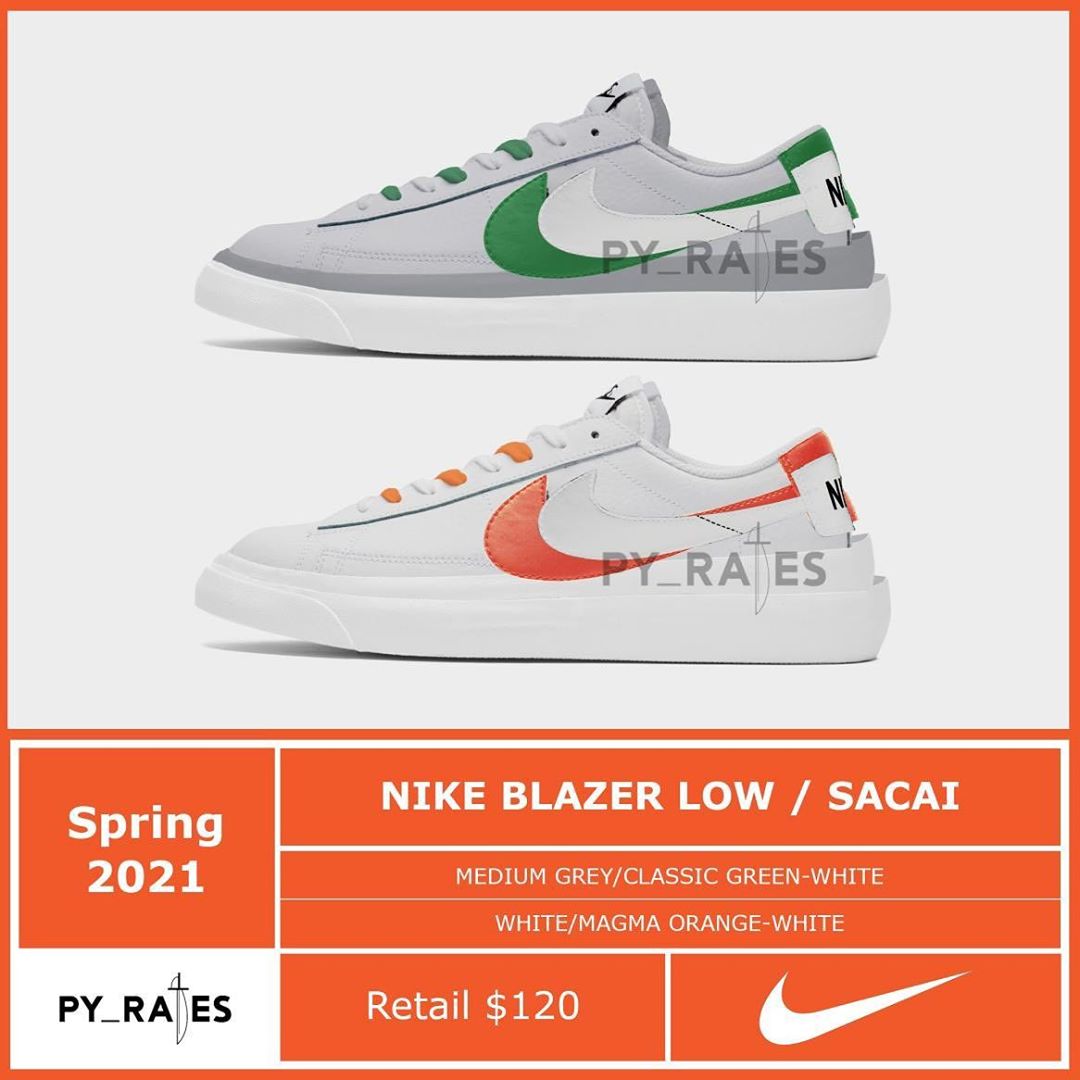 【国内 6/10、7/29 発売】sacai x NIKE BLAZER LOW 4カラー (サカイ ナイキ ブレーザー ロー) [DD1877-001,002,100,200]