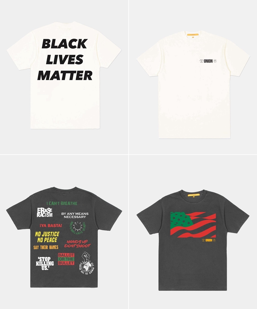 Black Lives Matter チャリティーとして UNIONからメッセージTシャツ 2型が7/22発売 (ユニオン #blacklivesmatter)