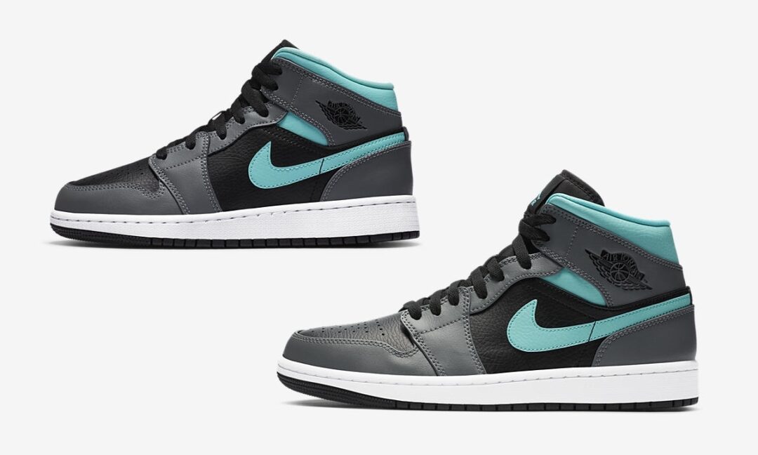 ナイキ エア ジョーダン 1 ミッド “ブラック/ダークグレー/アクア” (NIKE AIR JORDAN 1 MID “Black/Dark Grey/Aqua”) [554724-063/554725-063]