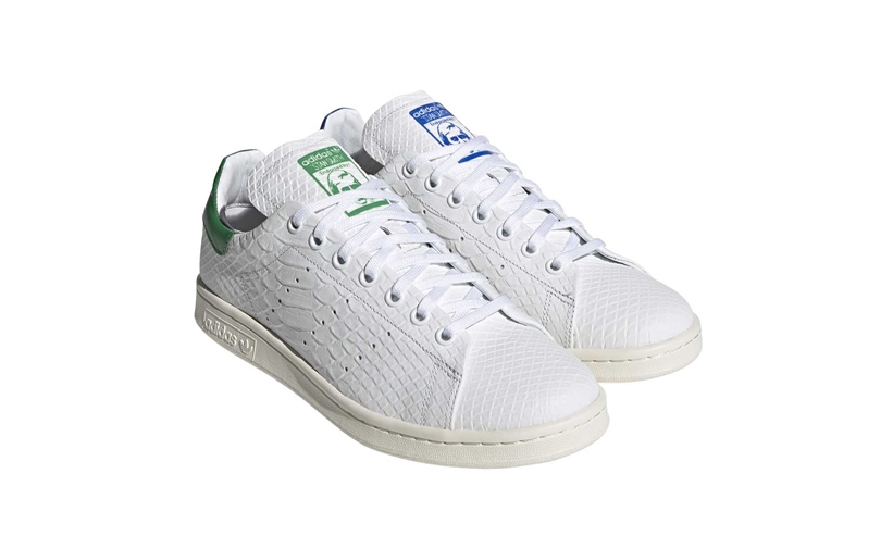 イタリアンクロコダイルレザーと左右非対称カラーを採用した アディダス オリジナルス スタンスミス "ホワイト" (adidas Originals STAN SMITH “Italian Crocodile Leather/White”) [FU9587]