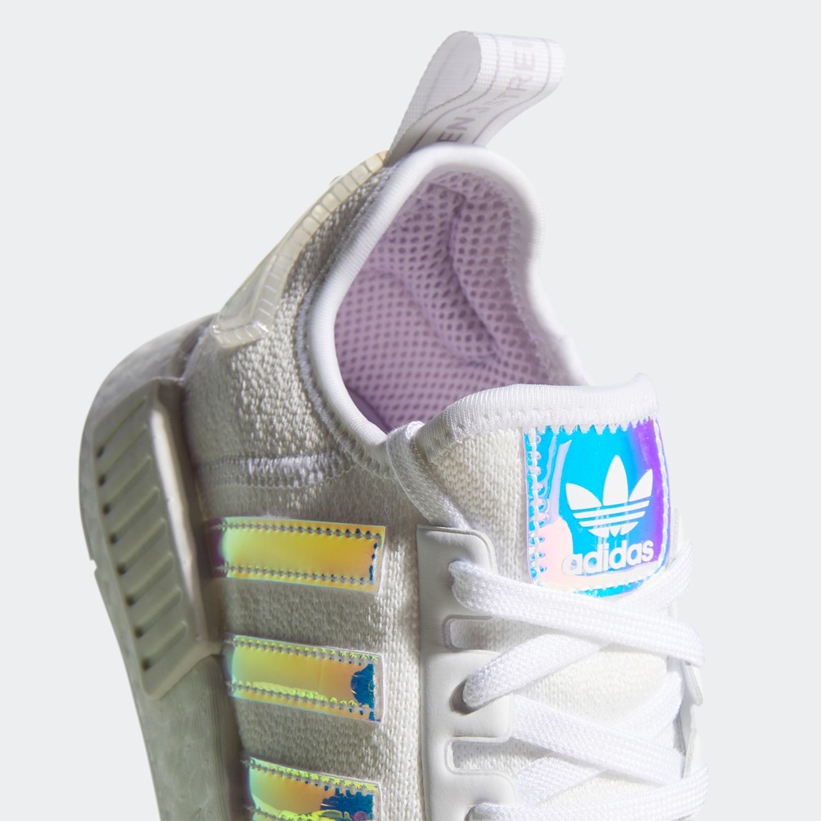 イリディセントを備えた adidas Originals NMD_R1 “White/Silver” (アディダス オリジナルス エヌ エム ディー “IRIDESCENT/ホワイト/シルバー”) [FY1263]