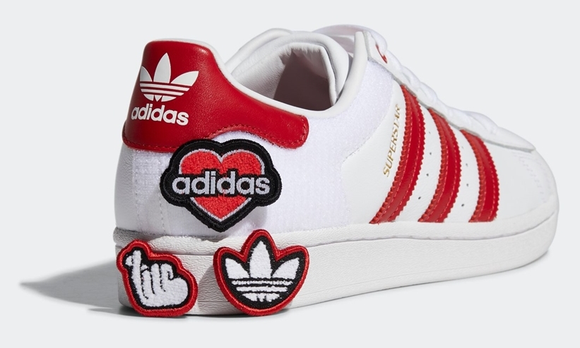 【8/6発売】ハートで楽しむカスタマイズ！アディダス オリジナルス スーパースター “ホワイト/スカーレット” (adidas Originals SUPERSTAR “White/Scarlet”) [FY3117]