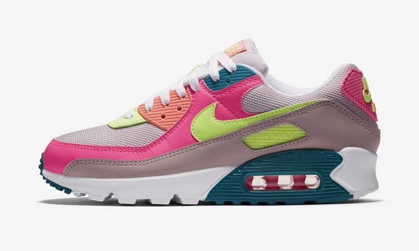 ナイキ ウィメンズ エア マックス 90 “グレー/ピンク/ボルト/グリーン” (NIKE WMNS AIR MAX 90 “Grey/Pink/Volt/Green”) [DC1865-600]