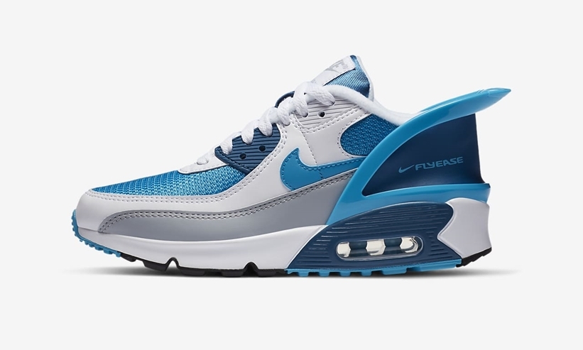 ナイキ GS エア マックス 90 フライイーズ “ホワイト/インダストリアルブルー/レーザーブルー” (NIKE GS AIR MAX 90 FLYEASE “White/Industrial Blue/Laser Blue”) [CV0526-103]